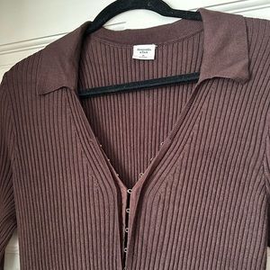 Abercrombie & Fitch NWOT Espresso Brown Ribbed Dress with Slit